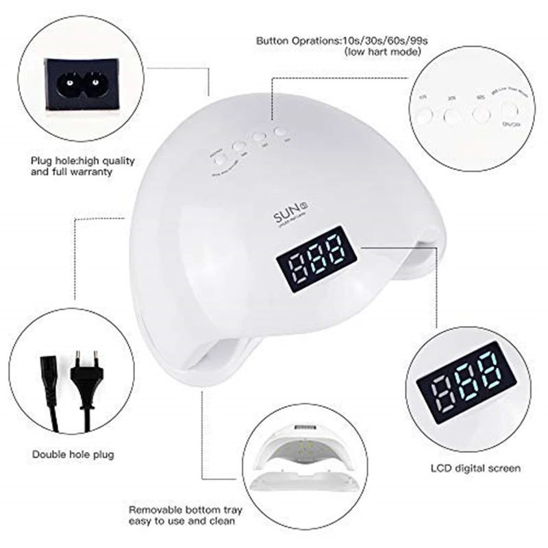 upgraded uv/led 48W LED UV Nail Gel Curing Lamp Quickly Lamp Light Polish Dryer Art Machine with 30s/60s Timer LCD display sun5