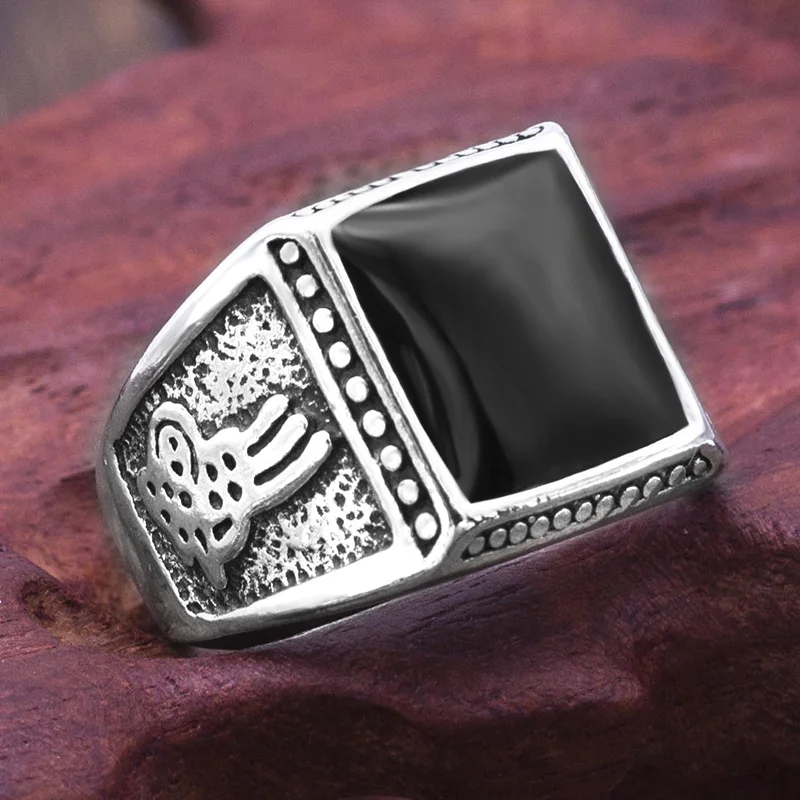 Vintage Black Square Oil Drip Ring Men Alloy Wedding Rings Men Jewelry Accessories