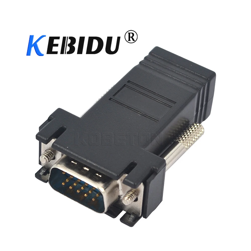 kebidu RJ45 to VGA Extension Extender Cord Male To Lan Cat5 Cat5e RJ45 Ethernet Female Adapter for PC Desktop Computer