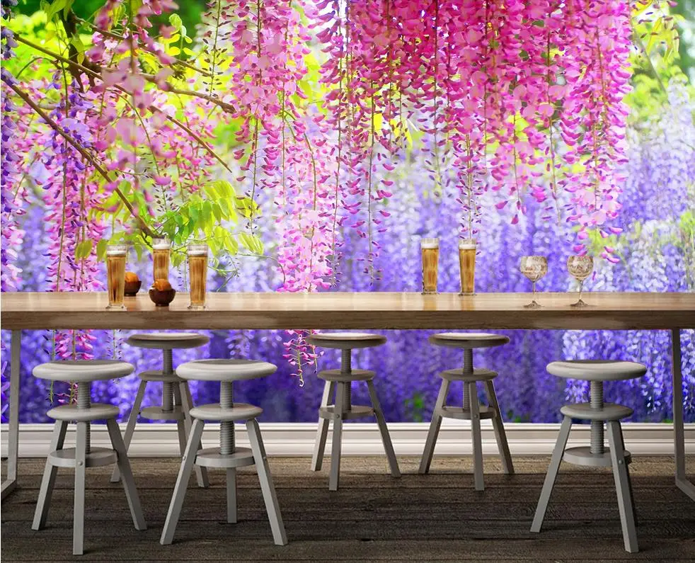 

3d wallpaper for room Watercolor wisteria Flower leaves photo wallpaper for walls Home Decoration