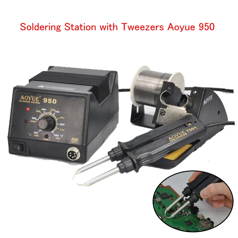 soldering-station-with-tweezers-aoyue-950-smd-antistatic-thermostat-adjustable-ic-hot-tweezer-repair-rework-station