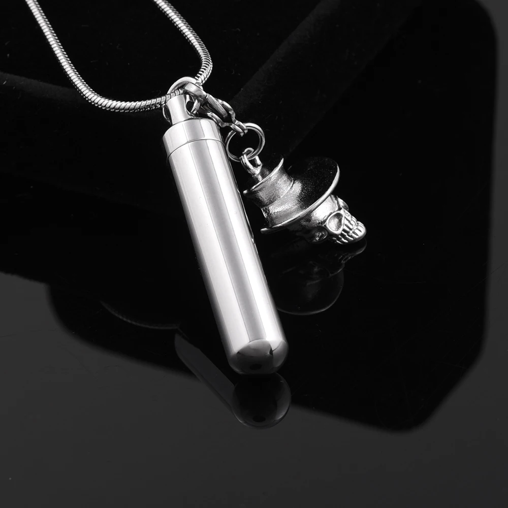 

Top Quality Skeleton Vintage 316L Stainless Steel Memorial Ash Keepsake Cremation Jewelry Pendant Necklace for Cool Man