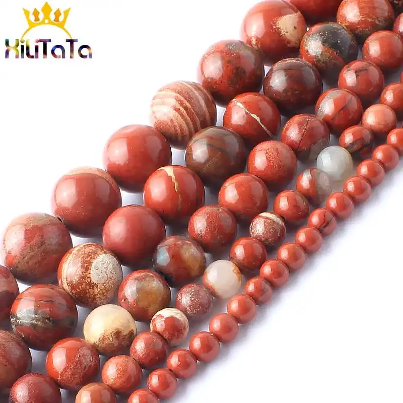 Natural Red Jaspers Stone Beads Round Loose Spacer Beads 15 Inches 4/6/8/10/12mm For Jewelry Making DIY Bracelet Necklace Charms