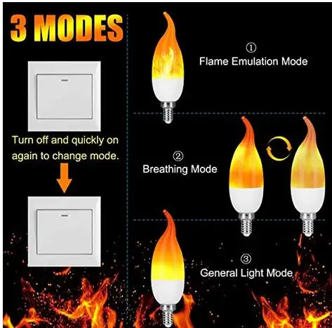 Bombillas LED de llama parpadeante para candelabro E12 E14 E27 – Paquete de 8