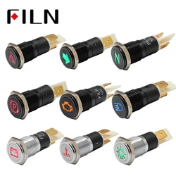 FILN 14mm 12 v 24 v symbol dash panel warnung licht anzeige lampe metall auto boot led dashboard anzeige licht signal lampe schwarz