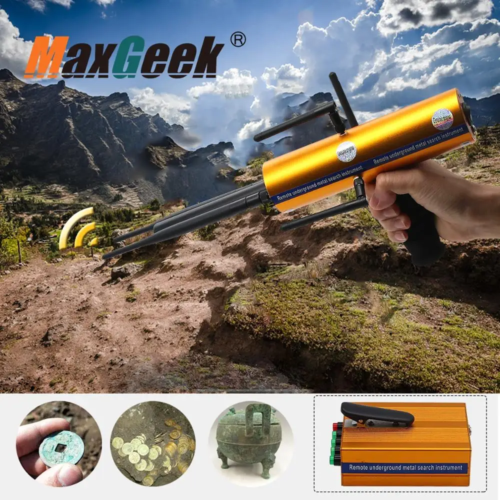 Maxgeek AKS Long Range Gold Metal Detector Gems Diamond Finder high sensitivity and stability with Five Antennas Handheld Type