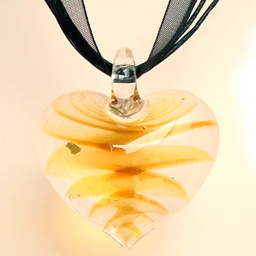 RED SNAKE Mother's Day Gift & Fashion Jewelry Seasonal Party Styles Murano Glass Yellow Zigzag Line Heart Pendant Necklace