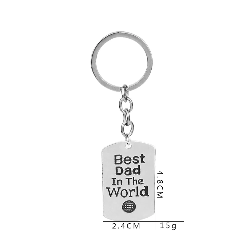 Best Dad In the World Earth Pendant Keychain Keyring Key Chain Father's Day Gift Family Jewelry Daddy Charm Men's Car Key Holder