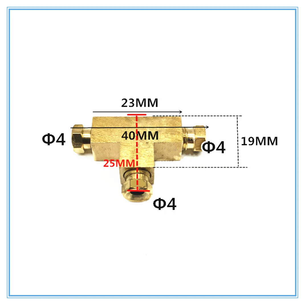 Three-way copper joint lubrication pump tubing joint M8 M10 card sleeve tubing connector