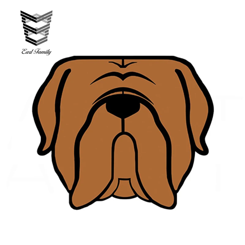 EARLFAMILY 13cm x 11cm Cartoon Mastiff Dog Face in Gray Brown Car Decal Sticker Window Bumper Waterproof Car Styling Accessories