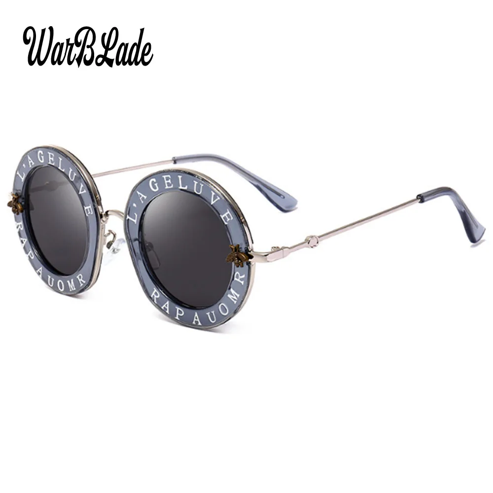2020  Fashion Bees Retro Round Letters Transparent Frame Tint Lens Sunglasses Trending Ladies Summer Sun Glasses