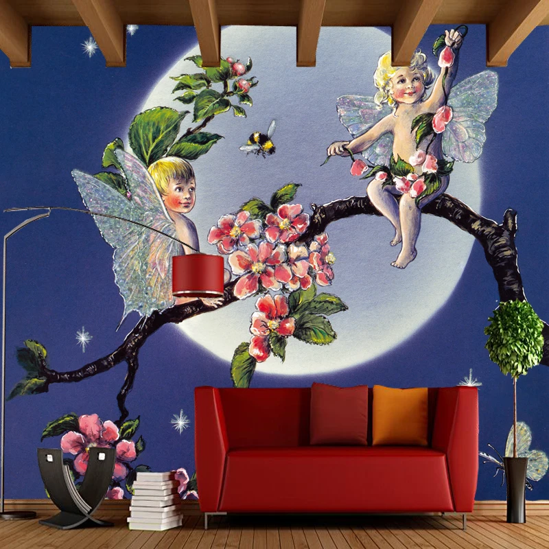 Retro wallpaper, jungle Angel mural for living room bedroom sofa church background vinyl wall papel de parede