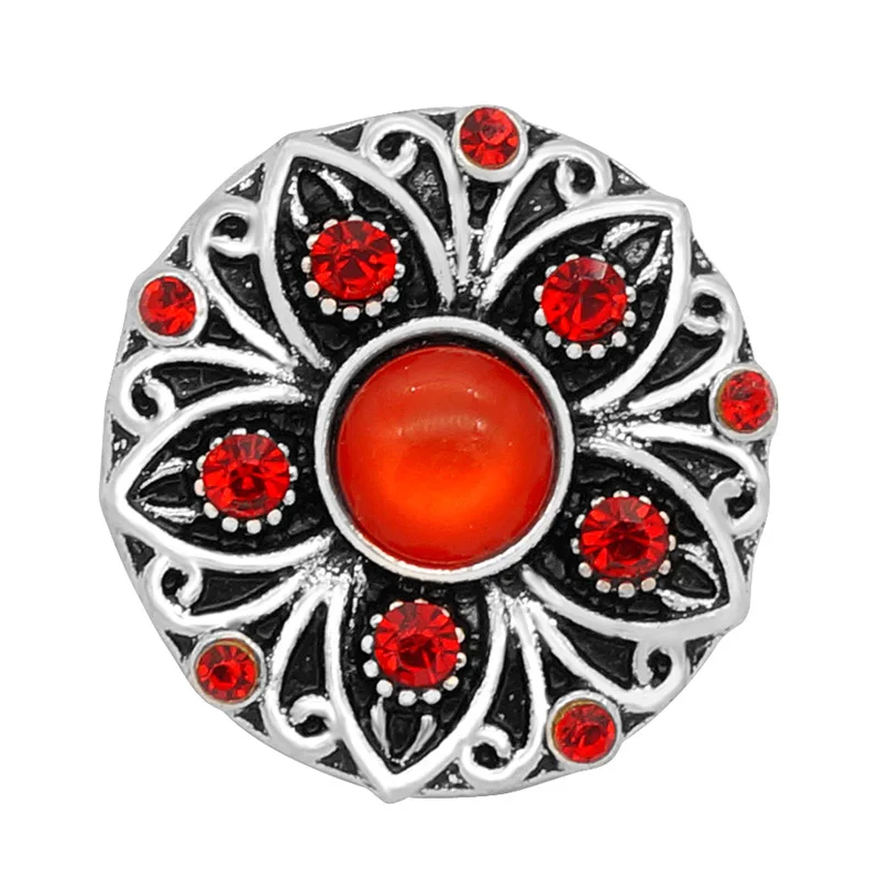 New KZ3042 Beauty Charm Round Rhinestone Flowers pattern 18MM Metal snap buttons for DIY snap jewelry wholesale