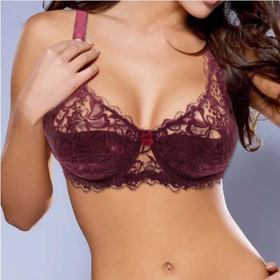 Sexy Lace Bra Big Bust A B C D Cup Underwire Gather Adjustment Plunge Lingerie Bras For Women Embroidery Underwear BH Top C3306