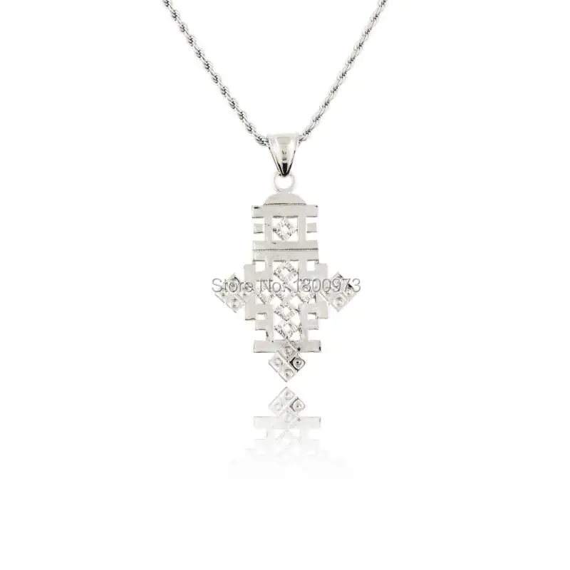 Newest Two Size Ethiopian Cross Pendant Silver Plated Fashion Jewelry Wedding for African Women Pendant Free shipping