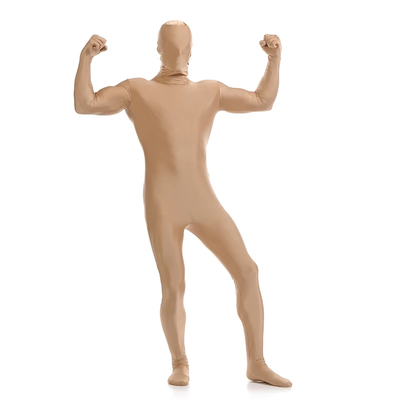 Zentai-traje de cuerpo entero de LICRA para adultos, traje de piel, Catsuit, Disfraces de Halloween, mono Unisex personalizado para entrepierna con cremallera