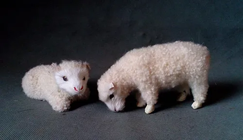 simulation cute white sheep 13x4x7cm toy model polyethylene&furs sheep model home decoration props ,model gift d213
