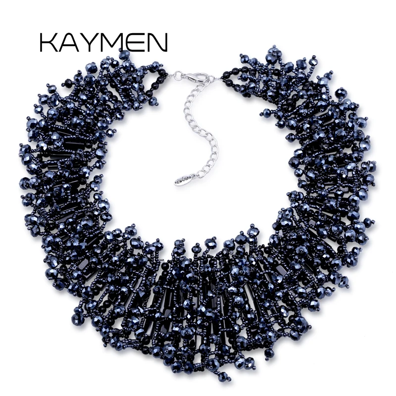 New Arrivals Luxury Crystal Statement Necklace Handmade Beaded Fashion Choker Necklace and Earrings Jewelry Sets for Women Gifts