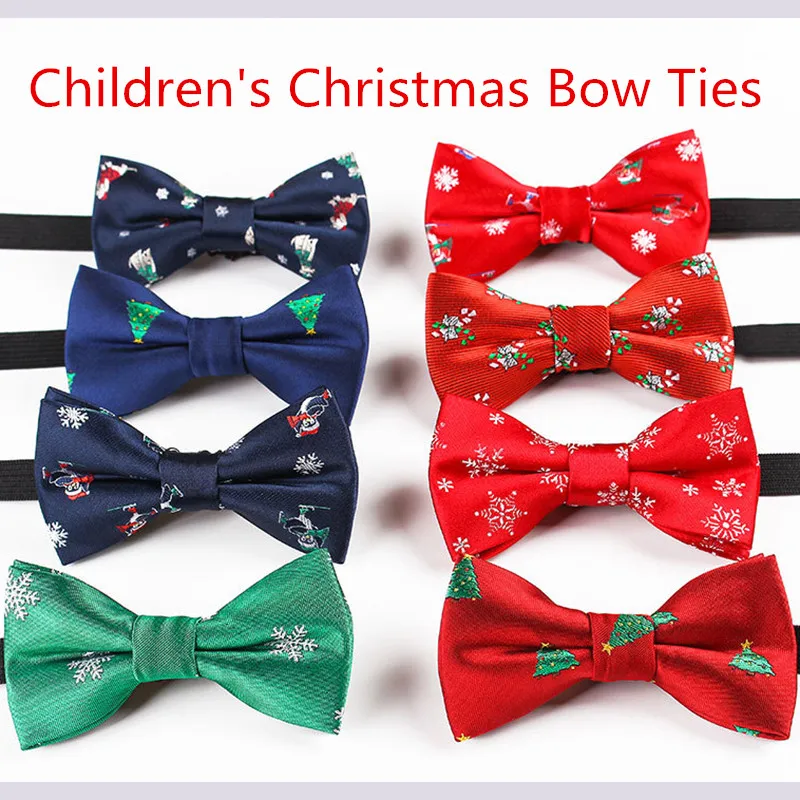 RBOCOTT Boys Christmas Bow Ties Snowflake Christmas Tree Pattern Bow Tie For Children Kids Gifts Red Blue Bowtie Size 9cm*4.5cm