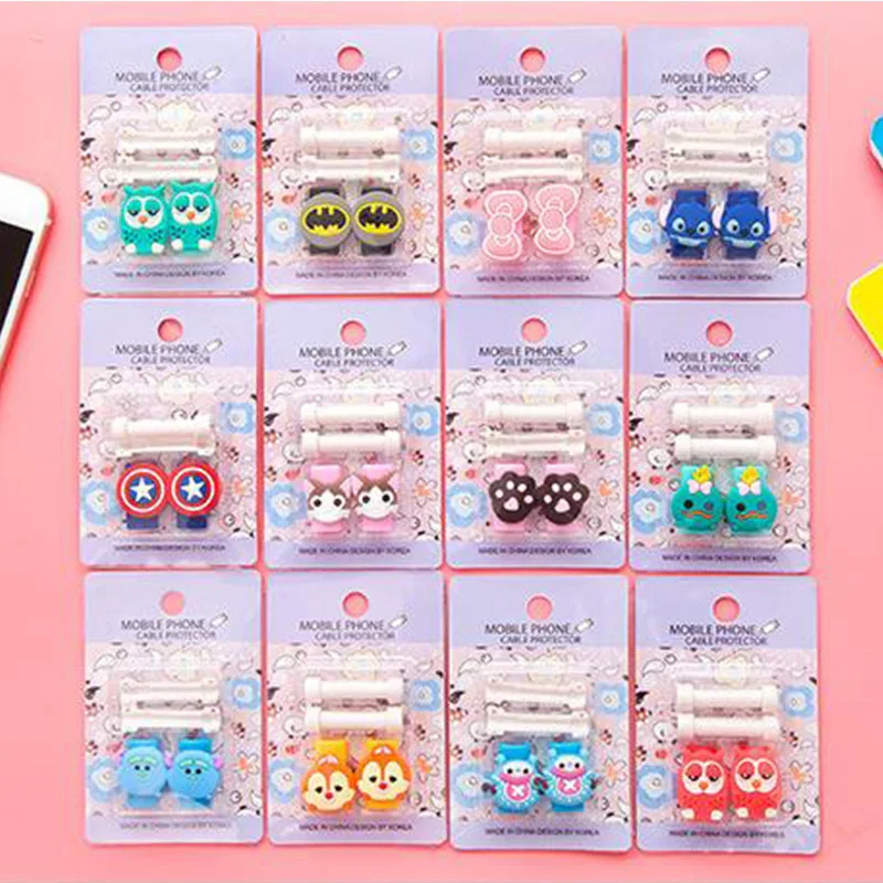 Cartoon Cable Protector Data Line Cord Protector Protective Case Cable Winder Cover For iPhone USB Charging Cable