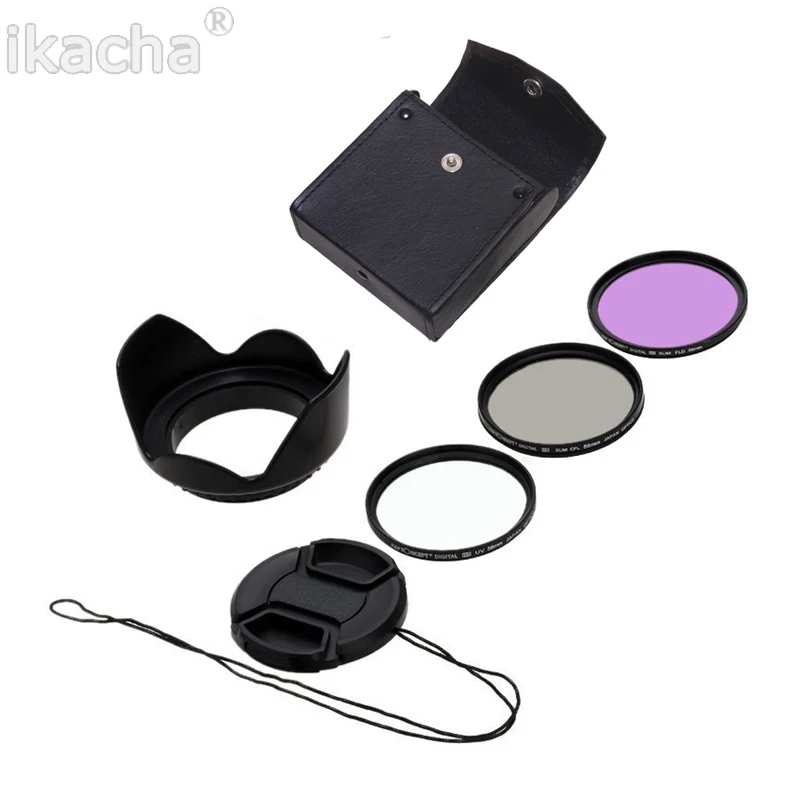 55mm UV FLD CPL Lens Filter Set+Lens Cap+Flower Lens Hood For Nikon Sony Pentax For Canon D5200 D3300 D3100 Camera Accessories