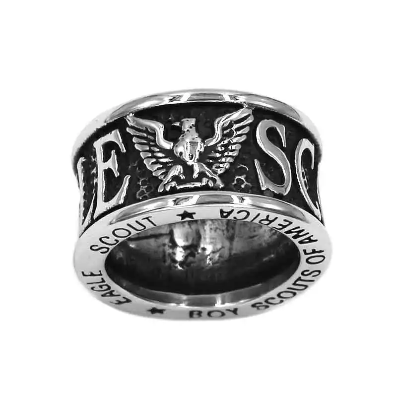 Wholesale Eagle Scout Ring Stainless Steel Jewelrys Classic Biker Ring Military Mens Ring 915B