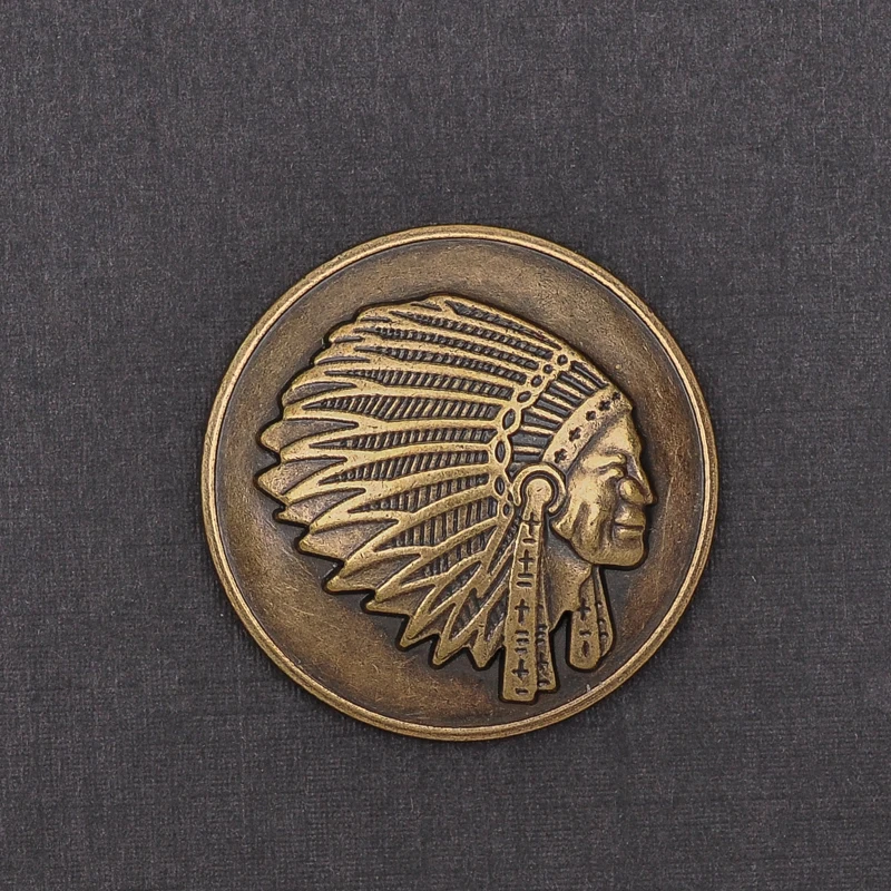 35mm10pcs Heavy Brass Southeast Tribal Indian Chief Head Leathercraft Saddles Conchos for Purse Wallet Belt Decor Screw Back