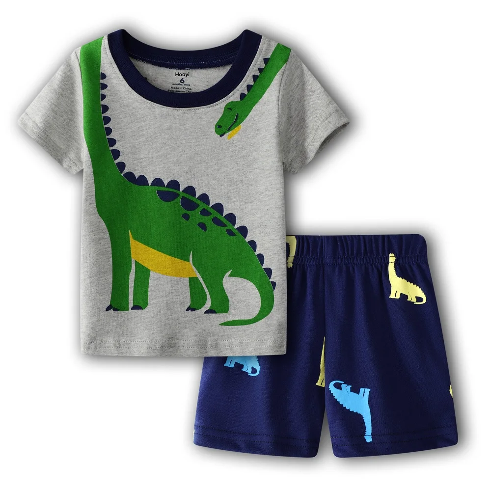 Summer Toddler Boys Clothes Suit Green Dino Baby Boy Outfits 100% Cotton Top+Pant 2PCS Set Newborn Clothing 6 9 12 18 24 Month