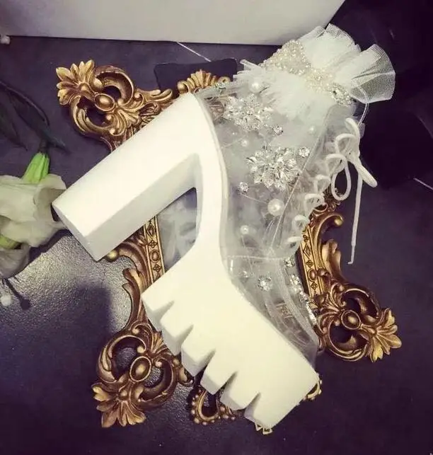 Luxury Rhinestone Flower Transparent PVC Lace Patchwork Ankle