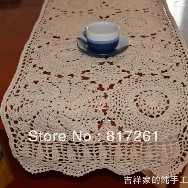 

Free shipping white and beige new design lace flowers table runner for wedding decoration table runner scarf cape stain table