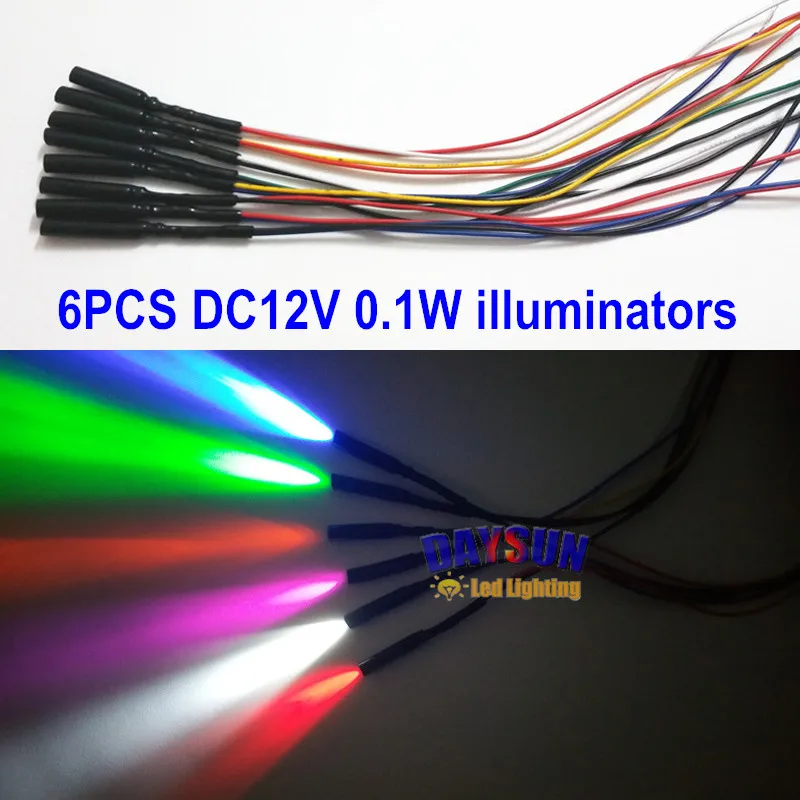 

6PCS Led Car Light Illuminators DC5V/12V 0.1W Inside Car Lighting Source 6 Colors Cars Lighting & Decoration Fiber Light Engine