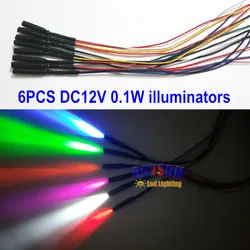 6PCS Led Car Light Illuminators DC5V/12V 0.1W Inside Car Lighting Source 6 Colors Cars Lighting & Decoration Fiber Light Engine