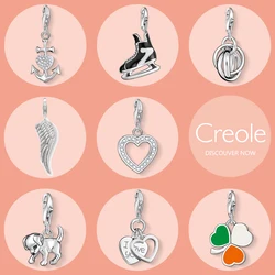 Faith Hope Love Skates Circles Wing Heart Dog I Love You Clover Charm Pendant,2019 Trendy Jewelry 925 Sterling Silver Gift