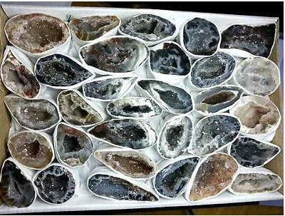 Small Oco Agate Geodes Box (30 - 54 Pieces) Bulk Natural Crystal Druzy Halves