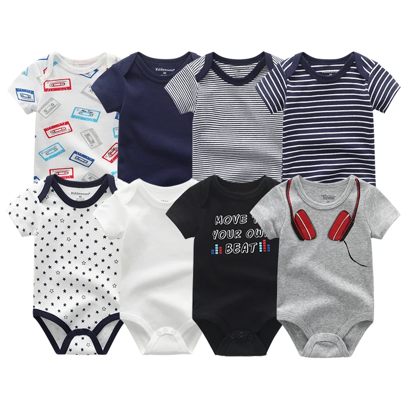 8PCS Newborn Baby Rompers Summer Short Sleeve 100%Cotton Girls Baby Boy Jumpsuit Roupas bebe Baby Clothes 0-12M O-Neck