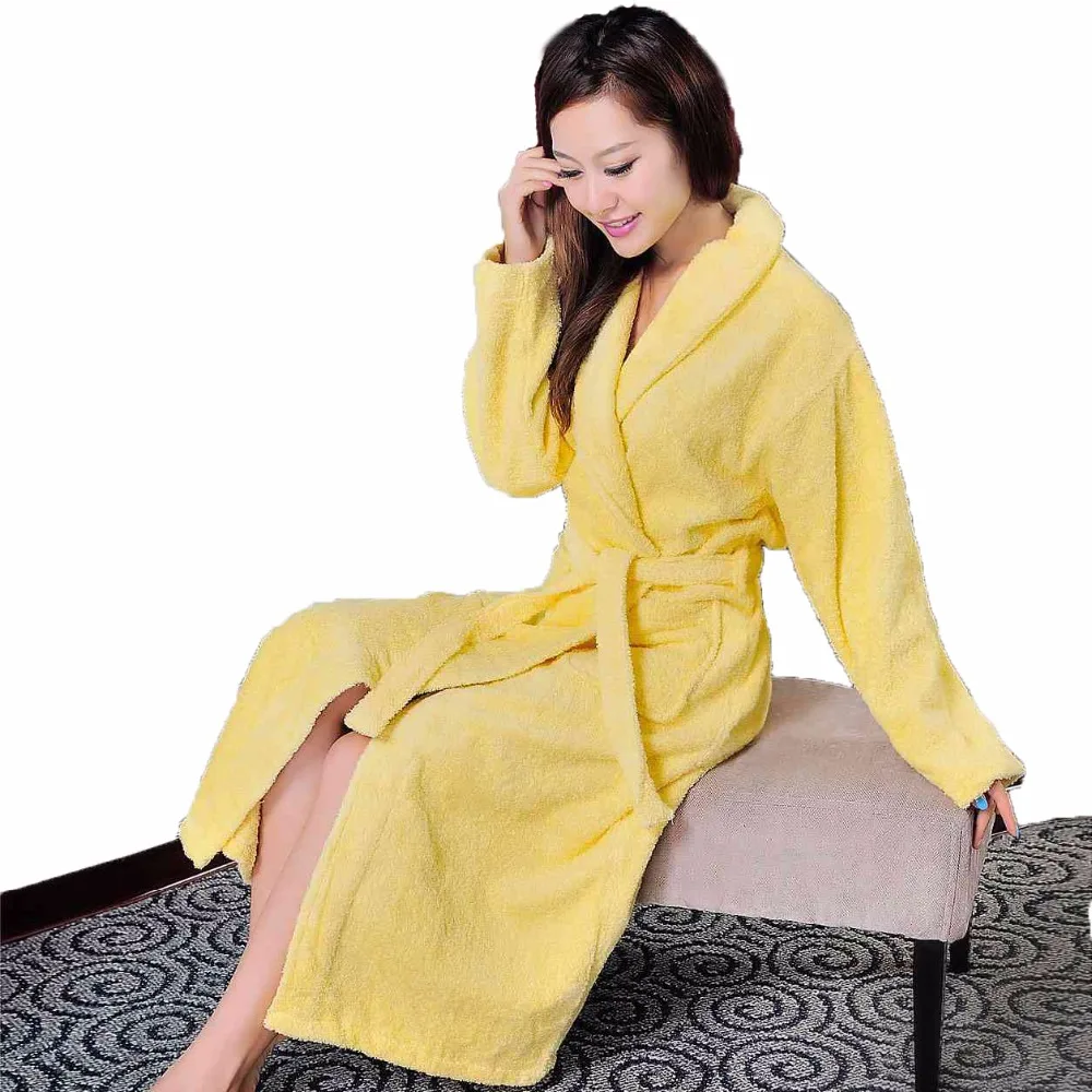 女性用ロングコットンビーチドレス家庭用タオルネグリジェ厚手のセーター柔らかく冬に最適コレクション100