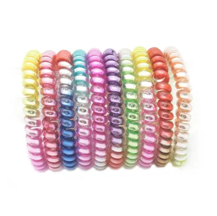 10 PCS Thin Colorful Telephone Wire Elastic Hair Bands Rope Gum Hair Ring Spiral Rubber Bands Hair Accessories For Women Girl