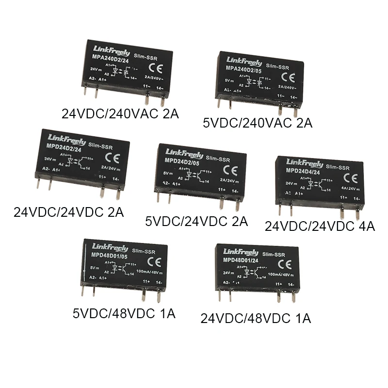 MPD24D4/24 4 Pin PCB Micro Voltage Relay Switch Module 24VDC In 24VDC/4A Output,Smart Auto DC DC SSR Solid State Relay Bank+Mini