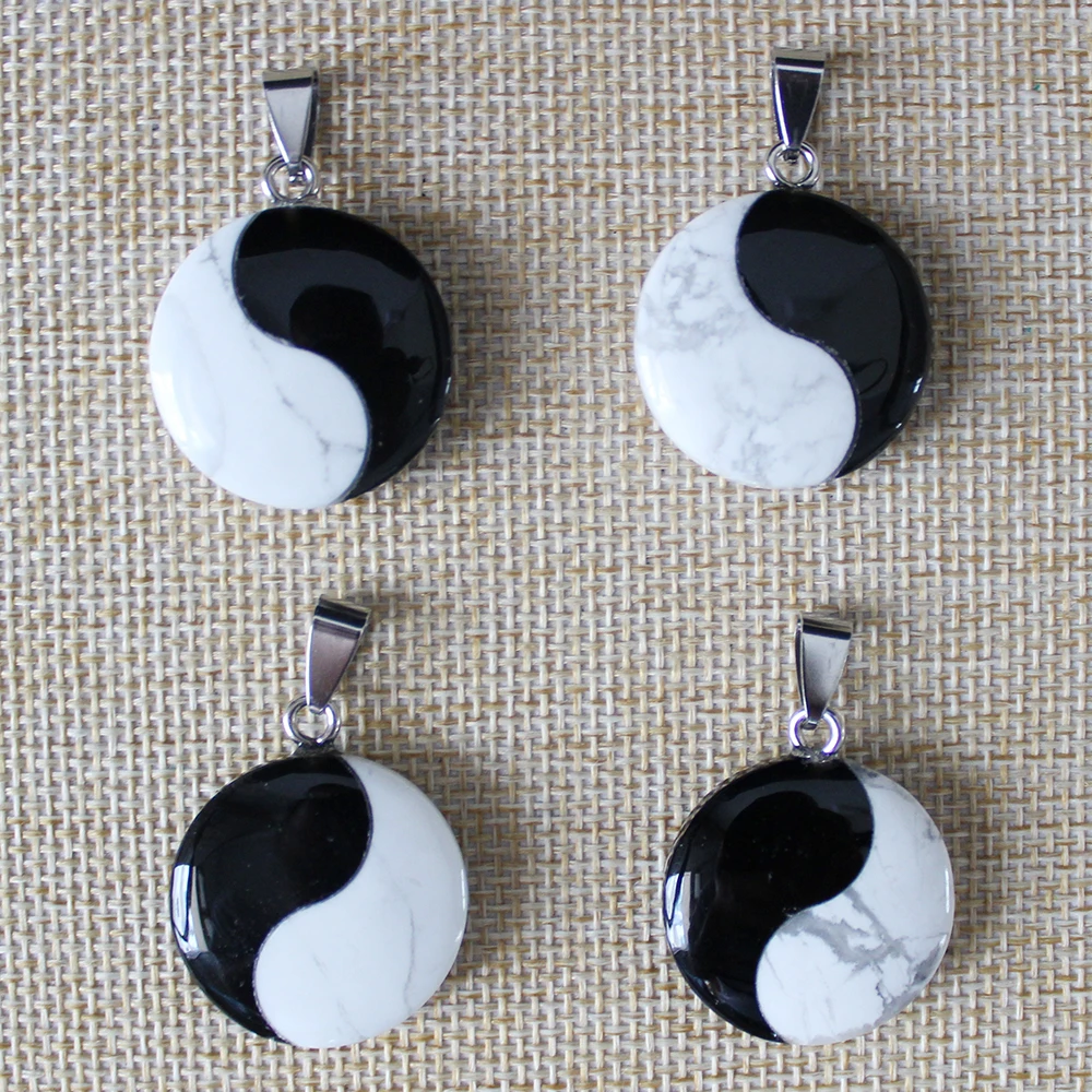 Z Fashion-venta caliente de la buena calidad de la Piedra Natural, Tai Chi Yin Yang, encante de los colgantes, 4 unids/lote Por lote