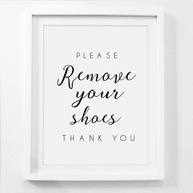 Remove Your Shoes Sign Canvas Art Print and Poster , Take Shoes Off Sign Canvas Painting Print Home Entry Way Mud Room Decor