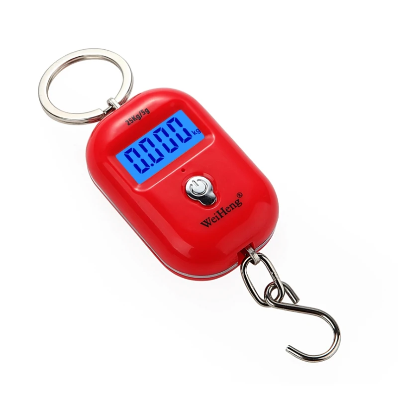 25kg 5g Pocket Digital Scale Portable Mini Electronic Luggage Hook Scale LCD Fish Food Kitchen Hanging Steelyard Weight Balance