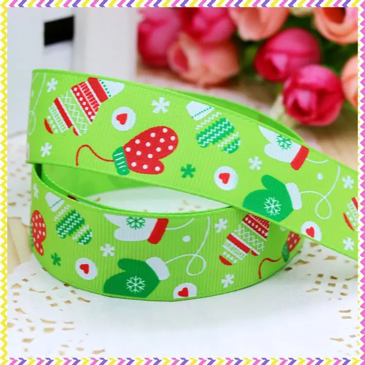 DHK 5 yards Christmas socks 3 size options printed grosgrain ribbon headwear hair bow diy party decoration wholesale OEM C1447