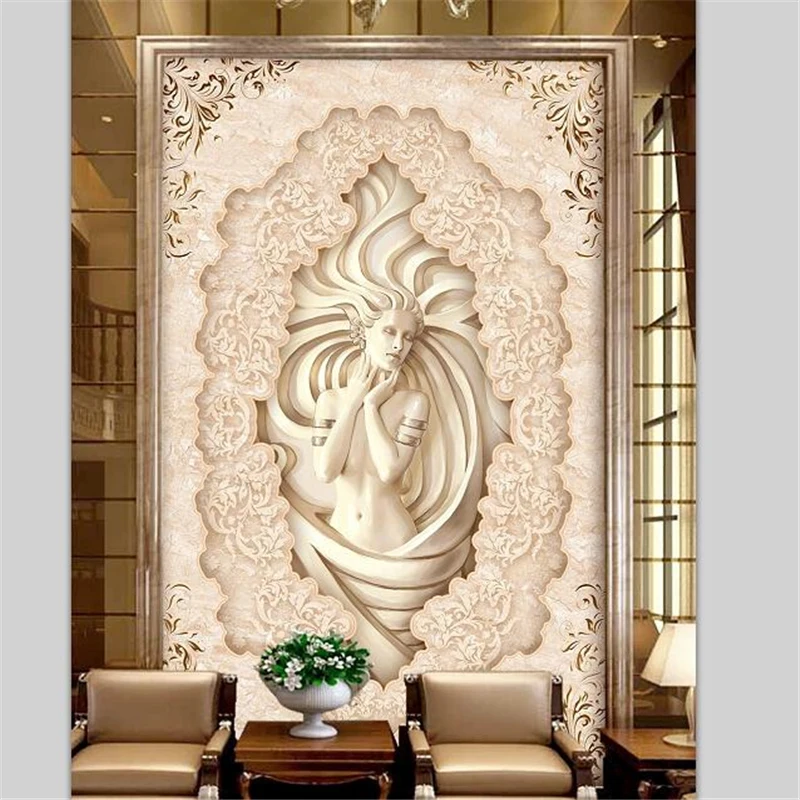 beibehang Custom wallpaper 3D stereo mural European-style embossed hair beauty porch aisle background wall paper papel de parede