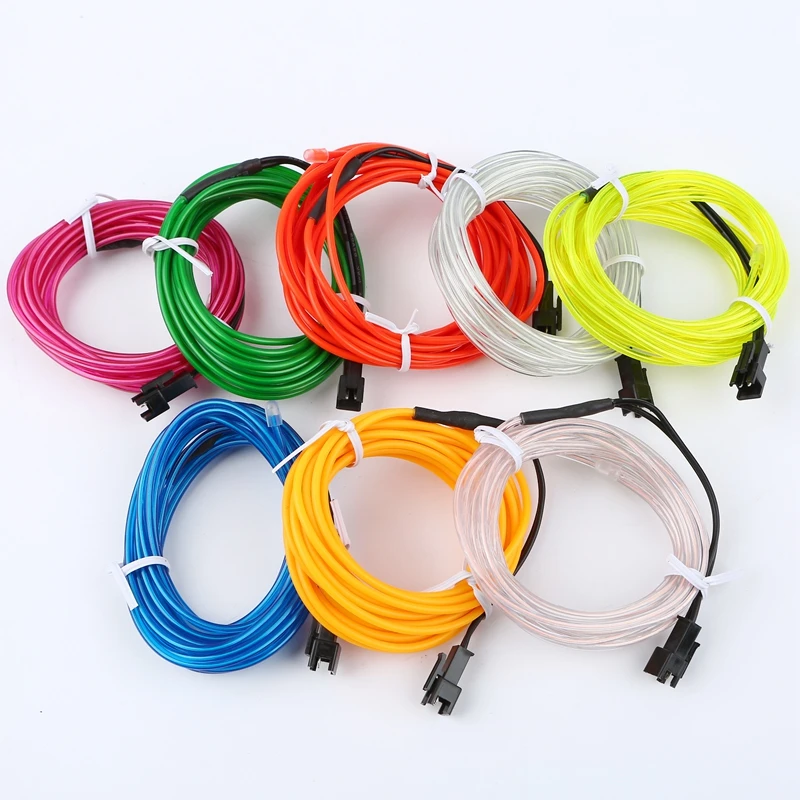 1m/3m/5M 3V Flexible Neon Light Glow EL Wire Rope tape Cable Strip LED Neon Lights Shoes Clothing Car waterproof led strip New