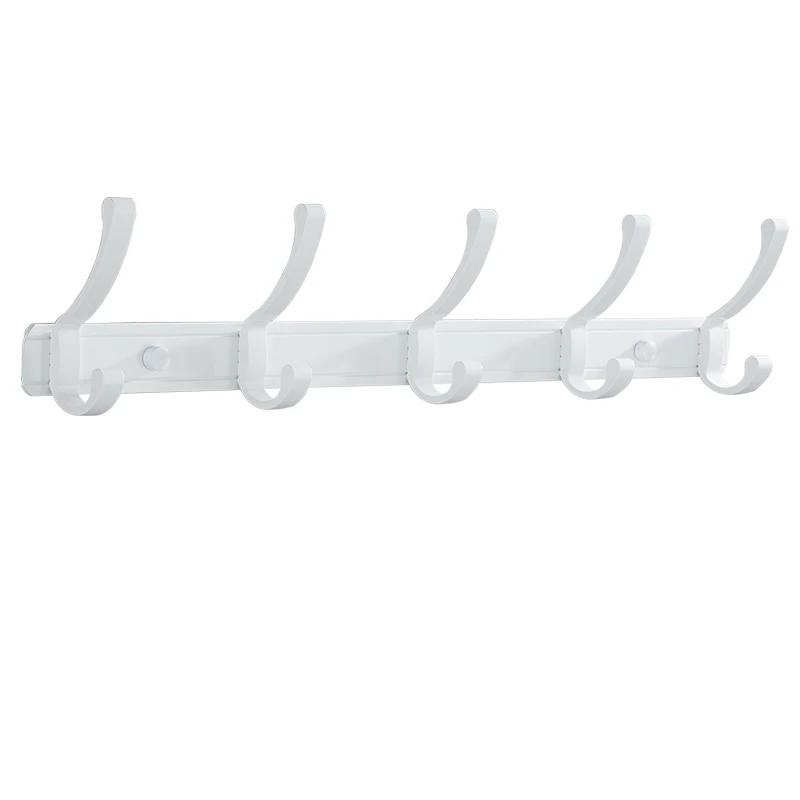 White Mental Towel Bar with Robe Hooks 4/5/6 Hooks Bathroom Accessories Towel Rack Towel Shelf wall hook kitchen hook towel rack