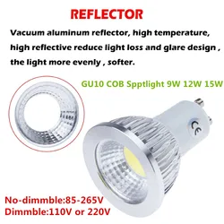 1 sztuk nowy produkt GU10 9W 12W 15W z możliwością ściemniania LED COB 110V 220V reflektor lampa żarówka ciepły biały/zimny biały/czysty biały oświetlenie LED