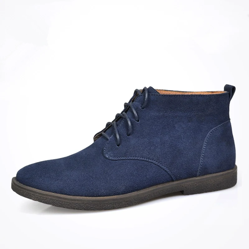 US SIZE 12 13 Nubuck Leather Casual Lace Up Desert Chukka Ankle Boots Men\'s Winter Cotton Shoes