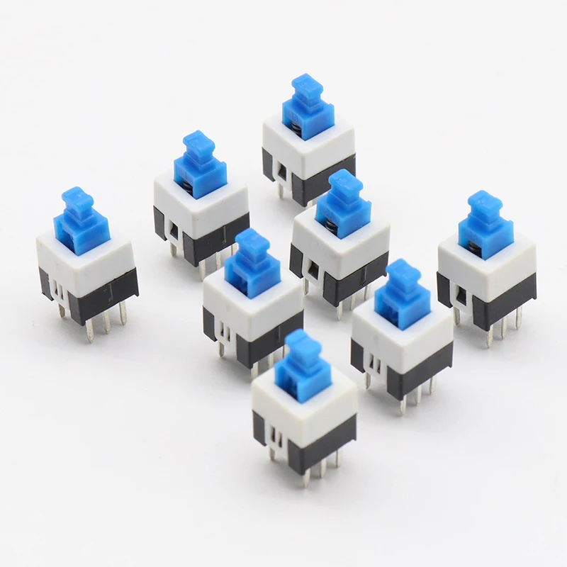 30pcs/lot Square 8x8x13mm 6 Pin DPDT Mini Push Button Self-locking Switch G65 Multimeter Switch