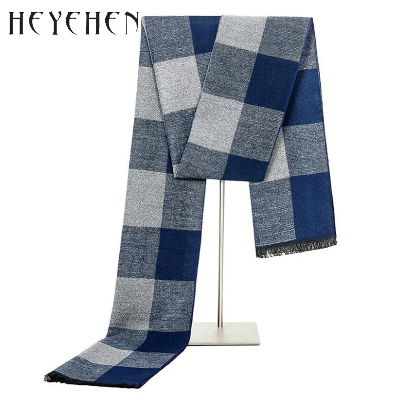 

Luxury Brand Winter Men Warm Scarf Plaid Soft Cashmere Acrylic Long Shawl Tassel Ring Scarf Wrap High Quality 30*180cm HY120