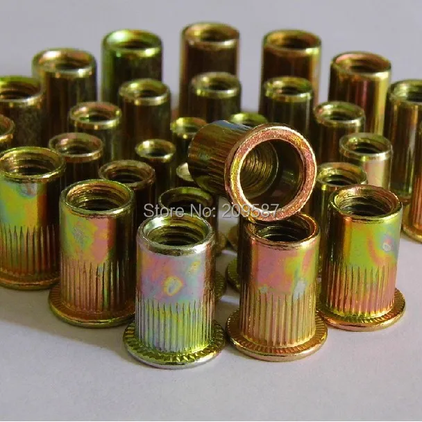 

100pcs/lot Metric Steel Flat Head M10 Blind Insert Rivet Nut Rivnut Free Shipping